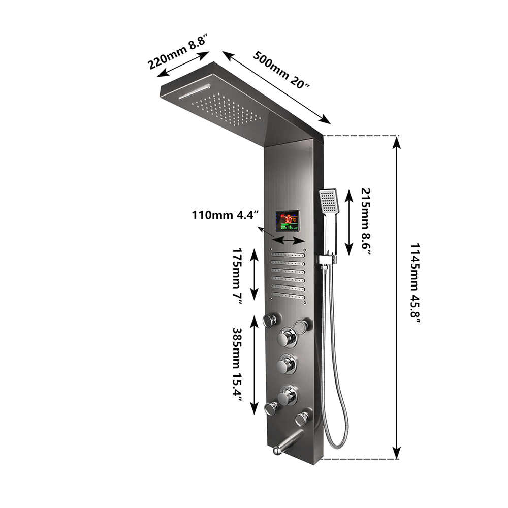 KEMAIDI Set Panel Pancuran LED - Rain Gauge Digital ulasan dan harga