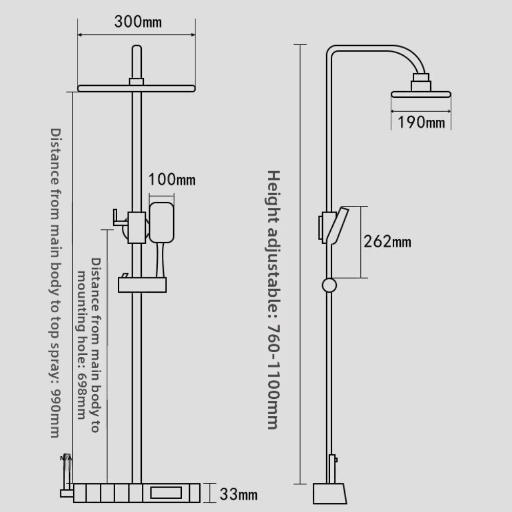 Sistem Shower Abu-abu Tekanan  - Rain Gauge Digital ulasan dan harga