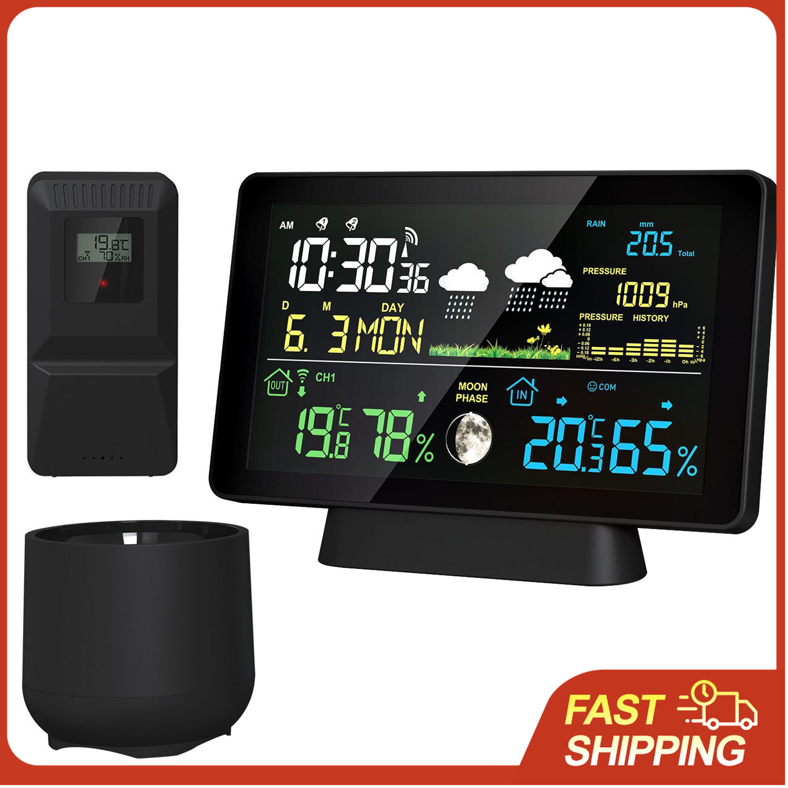 Stasiun Cuaca Nirkabel 8-in-1  - Rain Gauge Digital ulasan dan harga