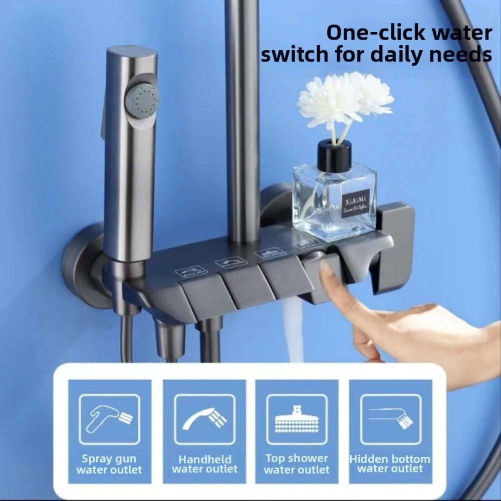 Sistem Shower Abu-abu Tekanan  - Rain Gauge Digital ulasan dan harga